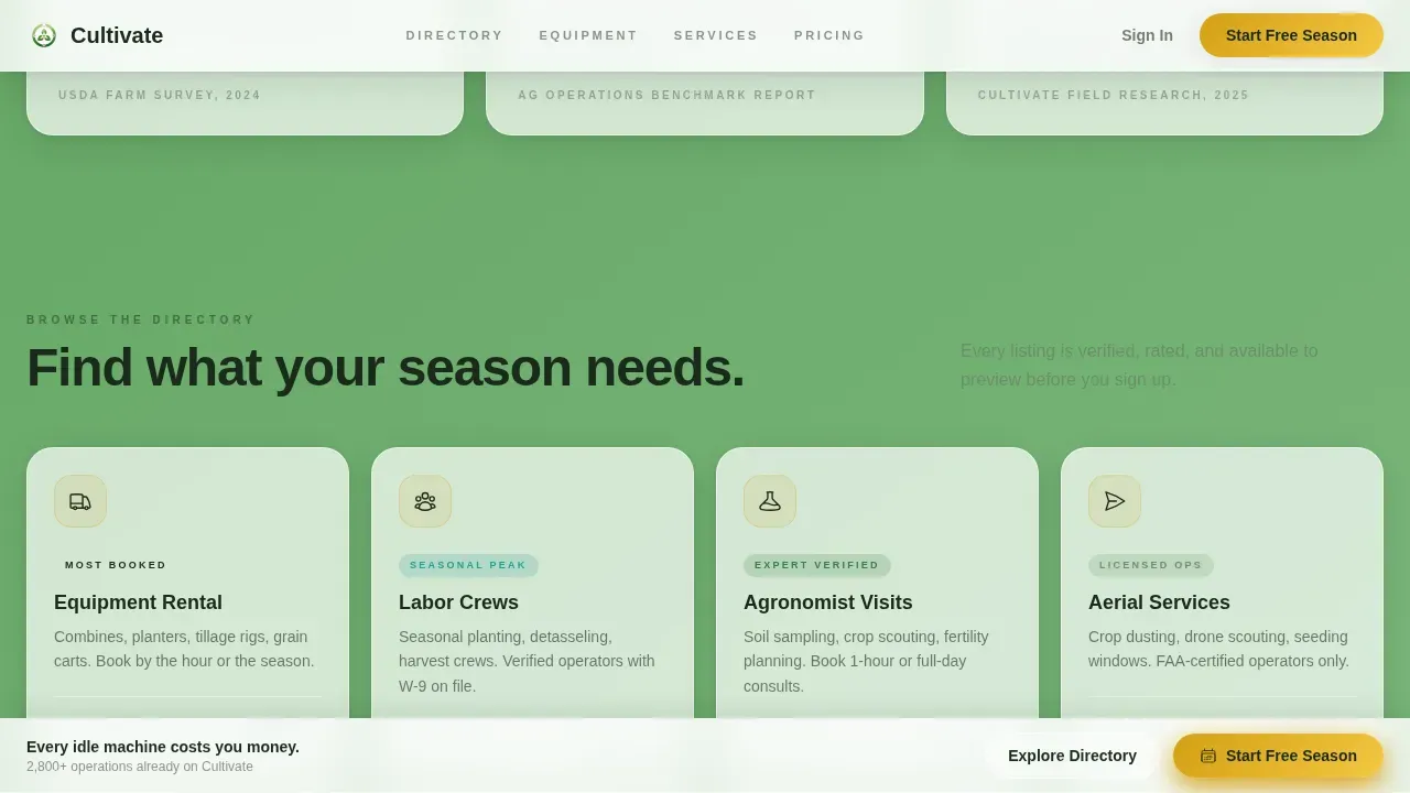 Intelligent Agri-Tech Booking Landing Page Template
