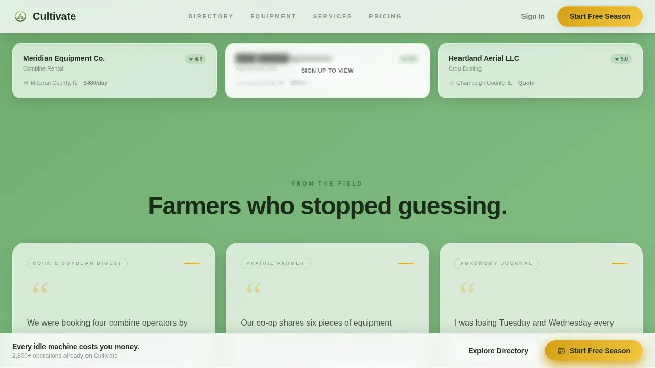 Intelligent Agri-Tech Booking Landing Page Template