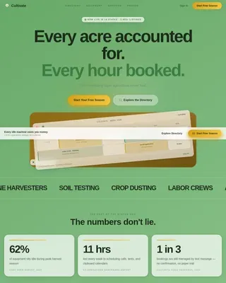 Intelligent Agri-Tech Booking Landing Page Template