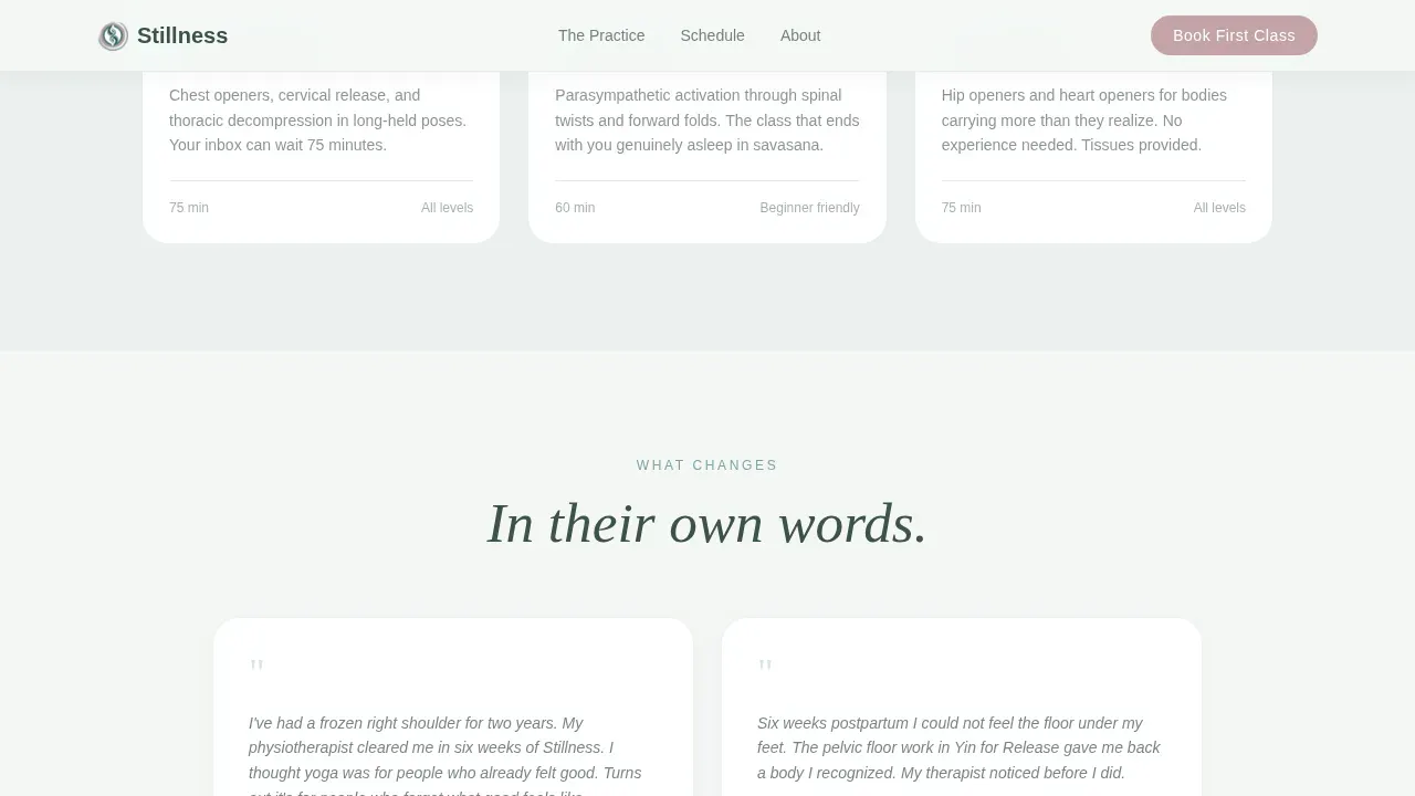 Specialist Yoga & Pilates Studio Appointment Booking Website Template