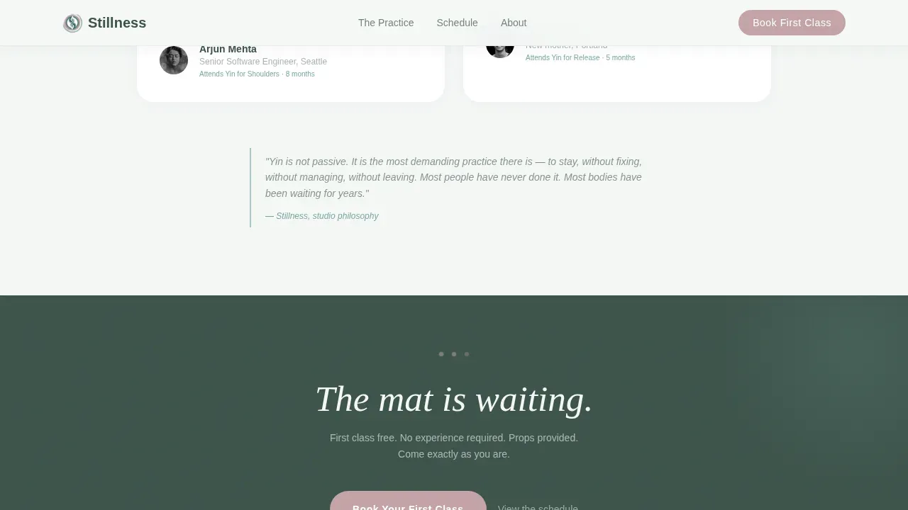 Specialist Yoga & Pilates Studio Appointment Booking Website Template