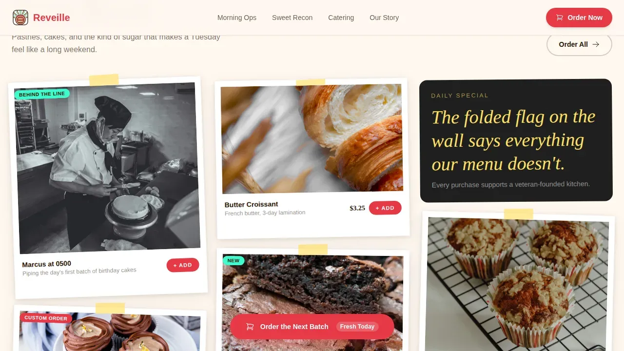 Nostalgia Veteran Artisan Bakery Landing Page Template