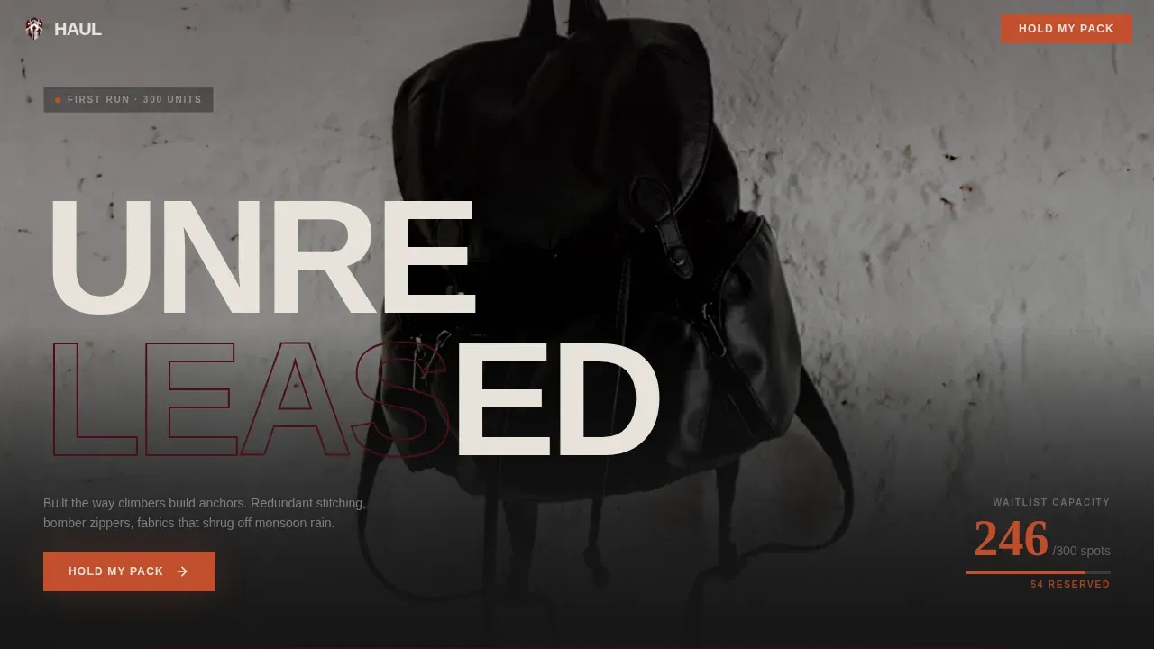 Advanced Bag & Luggage Brand Pre-Launch & Coming Soon Website Template