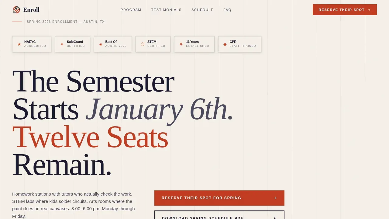 Celebrated Youth Enrichment Landing Page Template