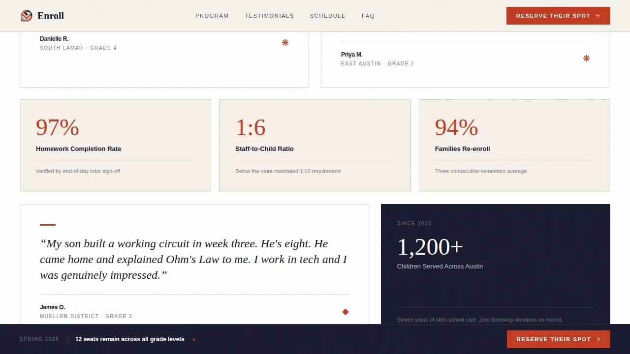 Celebrated Youth Enrichment Landing Page Template