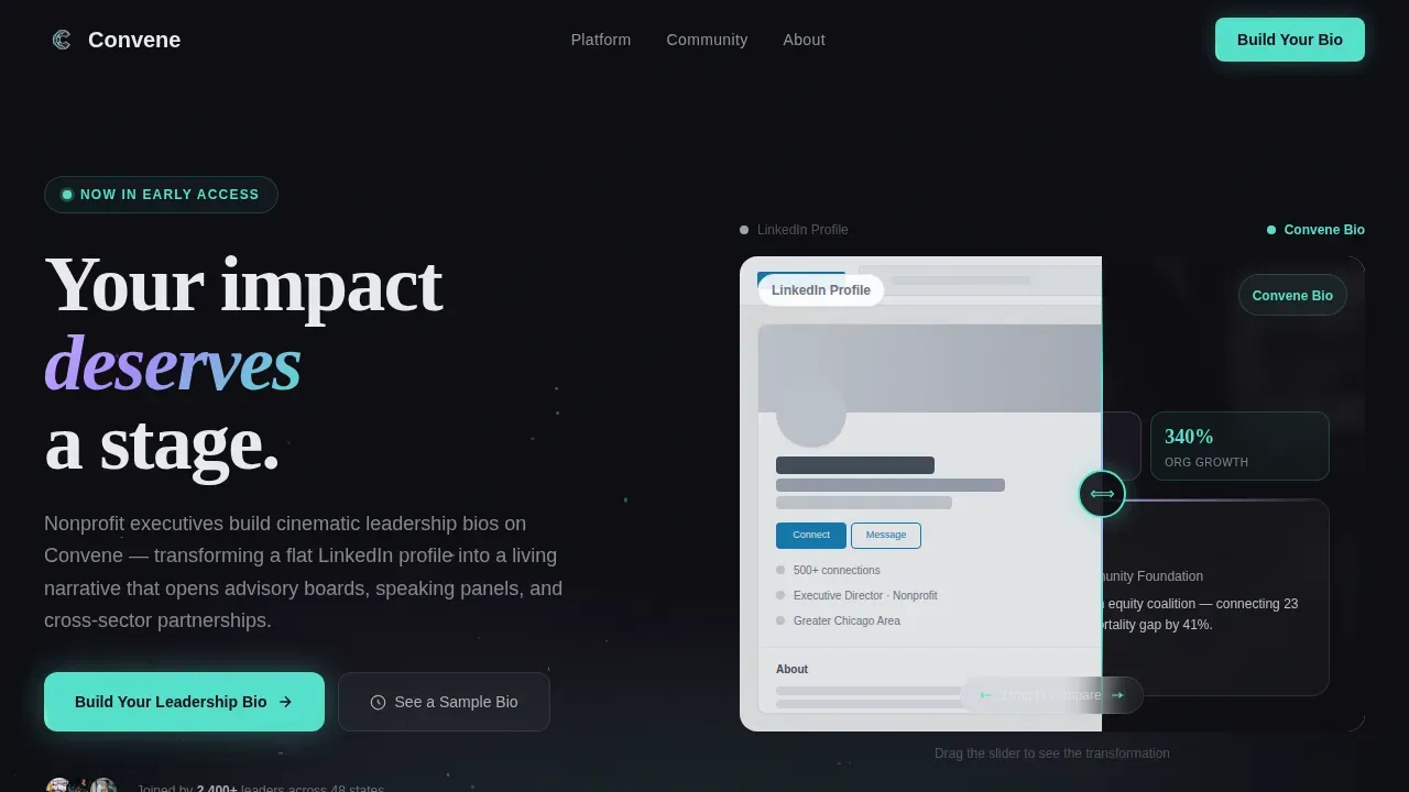 Visionary Nonprofit Leadership Landing Page Template