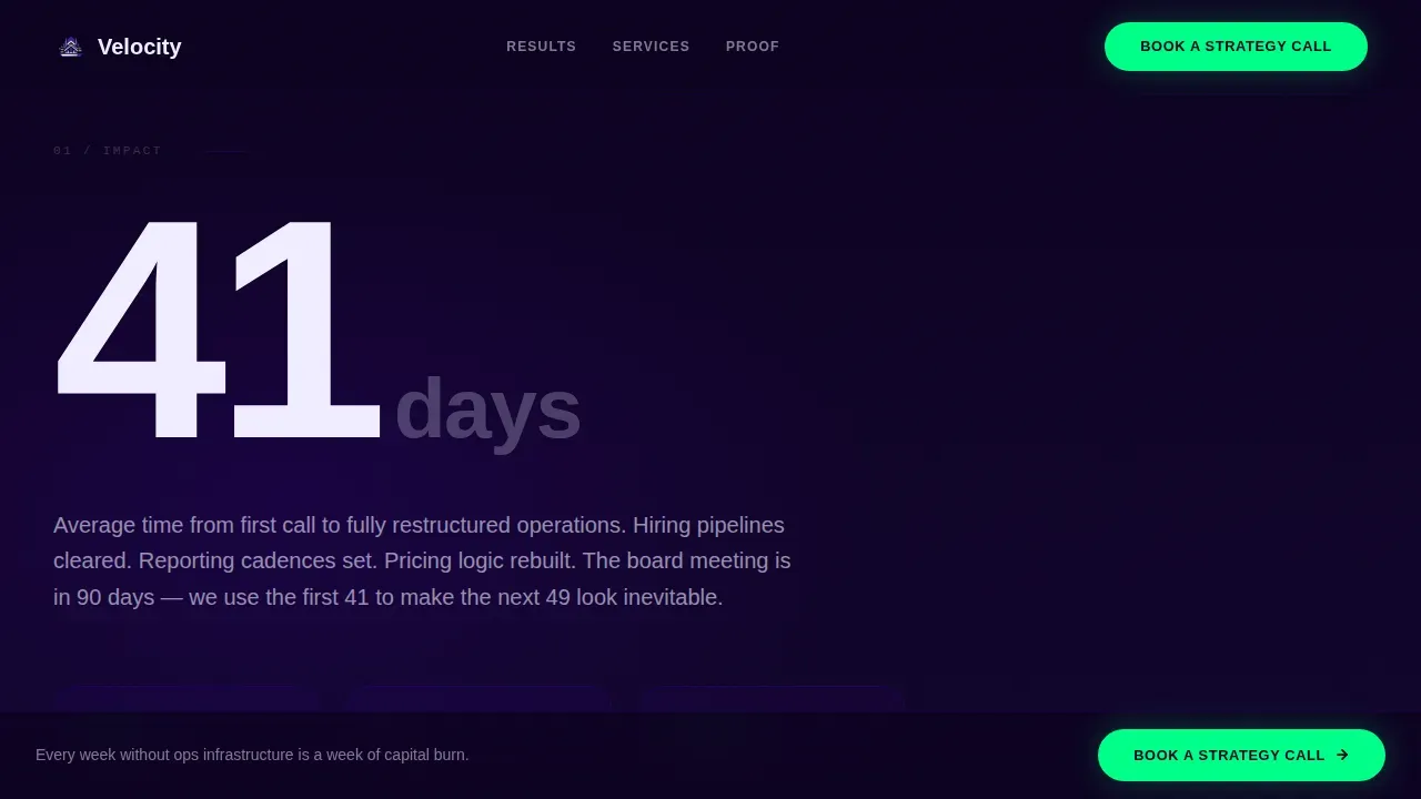 Post-Funding Startup Tactical Operations Consulting Website Template