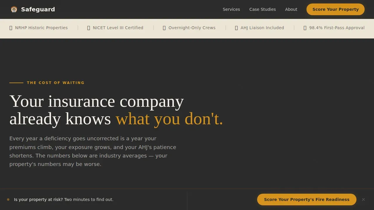 Comprehensive Heritage Hotel Safety Landing Page Template