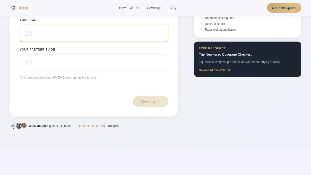 Assured Newlywed Coverage Landing Page Template