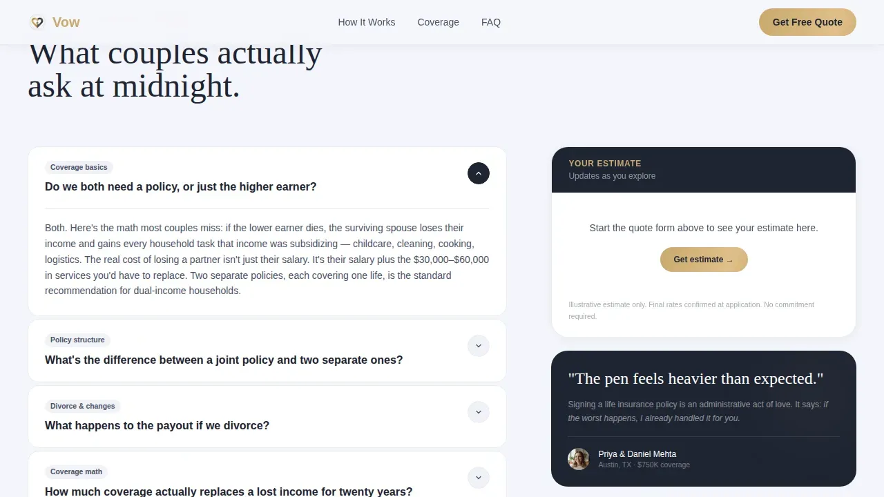 Assured Newlywed Coverage Landing Page Template