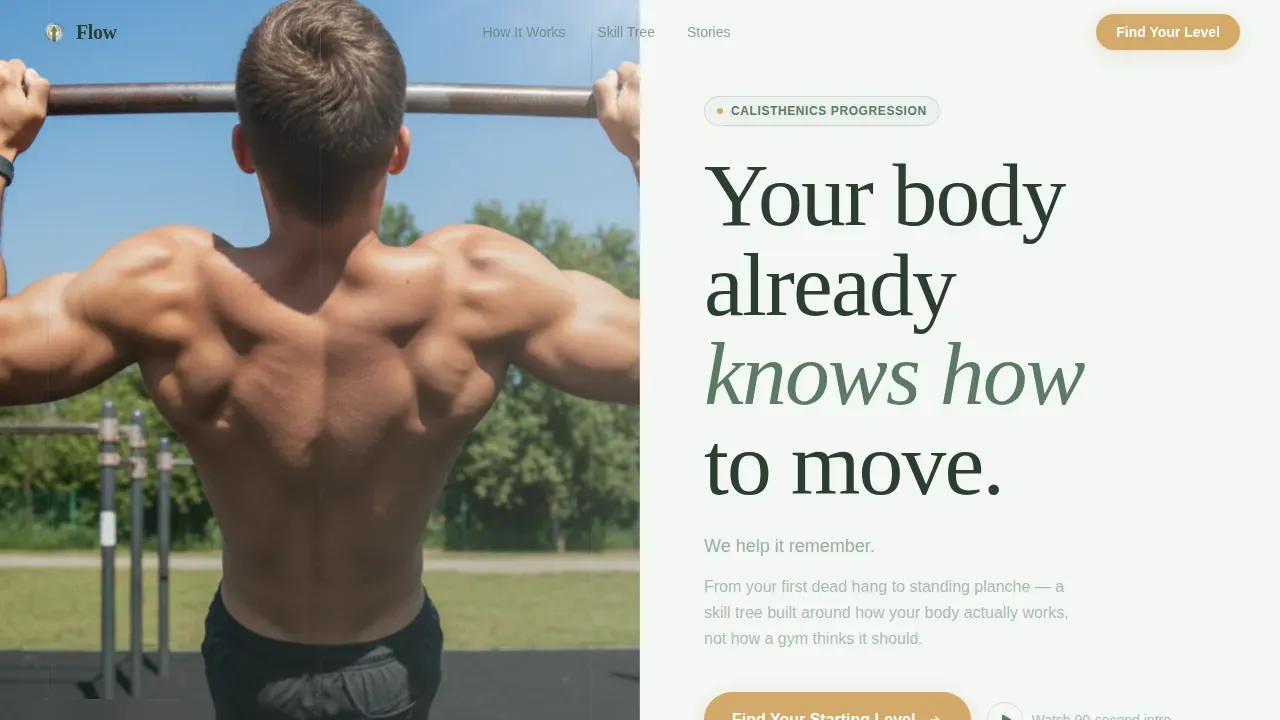 Adaptive Bodyweight Fitness App Landing Page Template