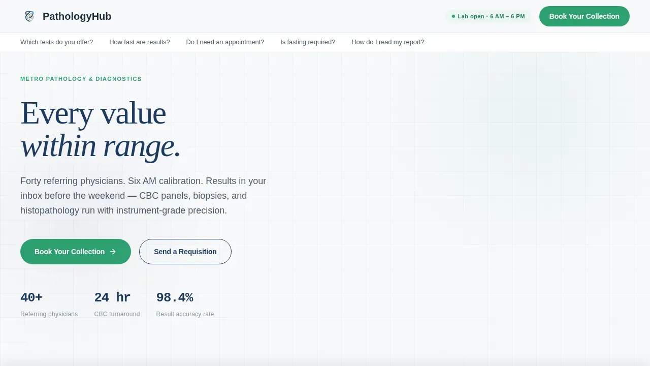 Pathology Medicine Booking Website Template