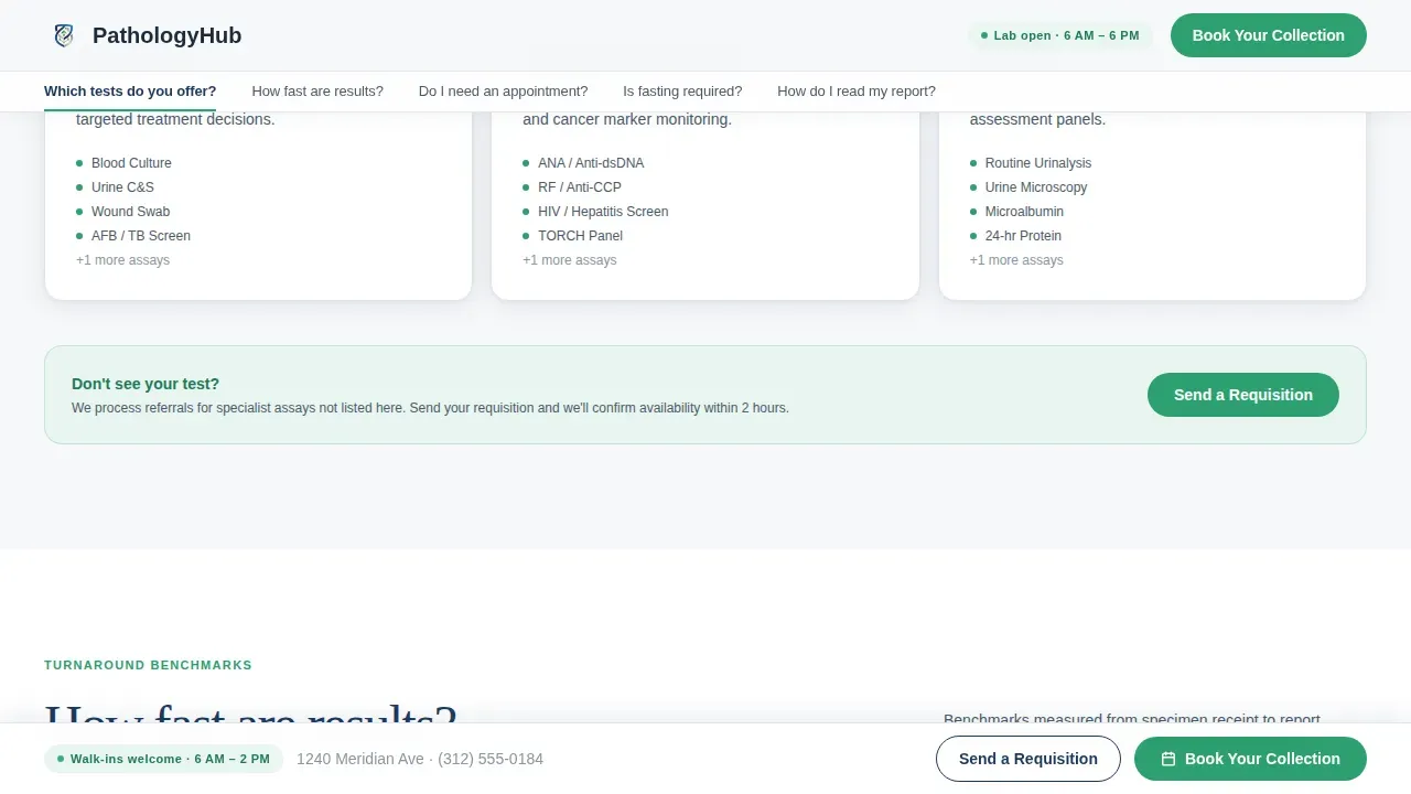 Pathology Medicine Booking Website Template