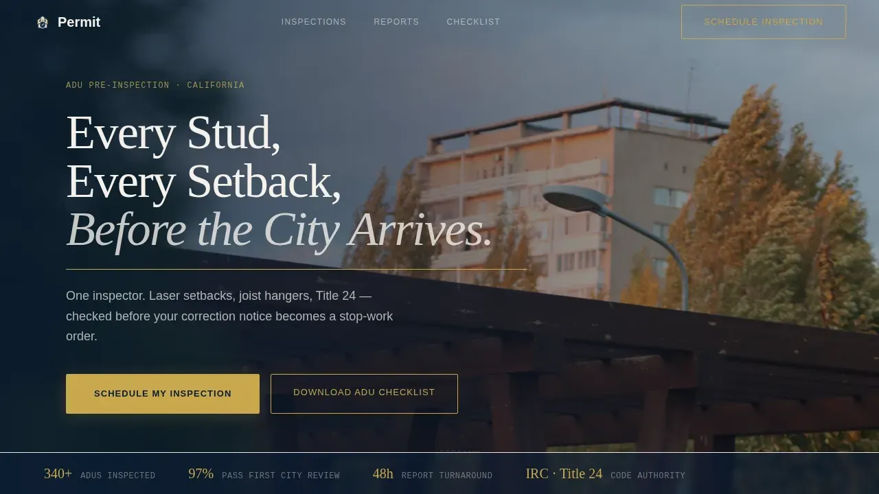 Professional ADU Inspection Landing Page Template