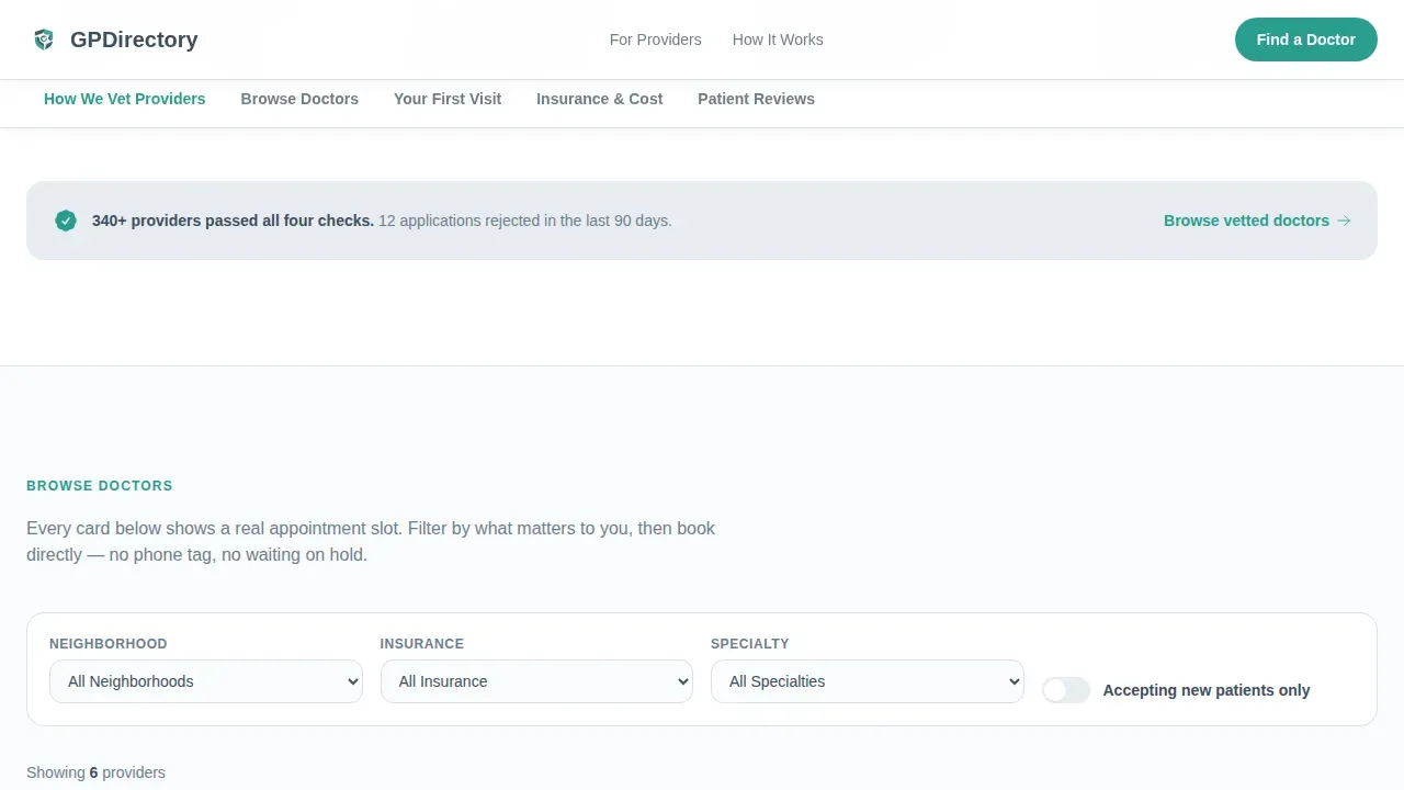 General Practitioner Booking Website Template