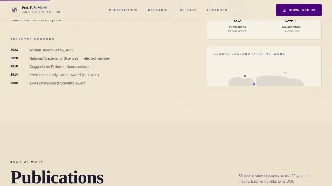 Authoritative Academic Portfolio Landing Page Template