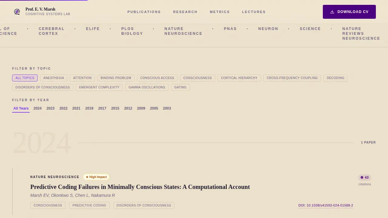 Authoritative Academic Portfolio Landing Page Template