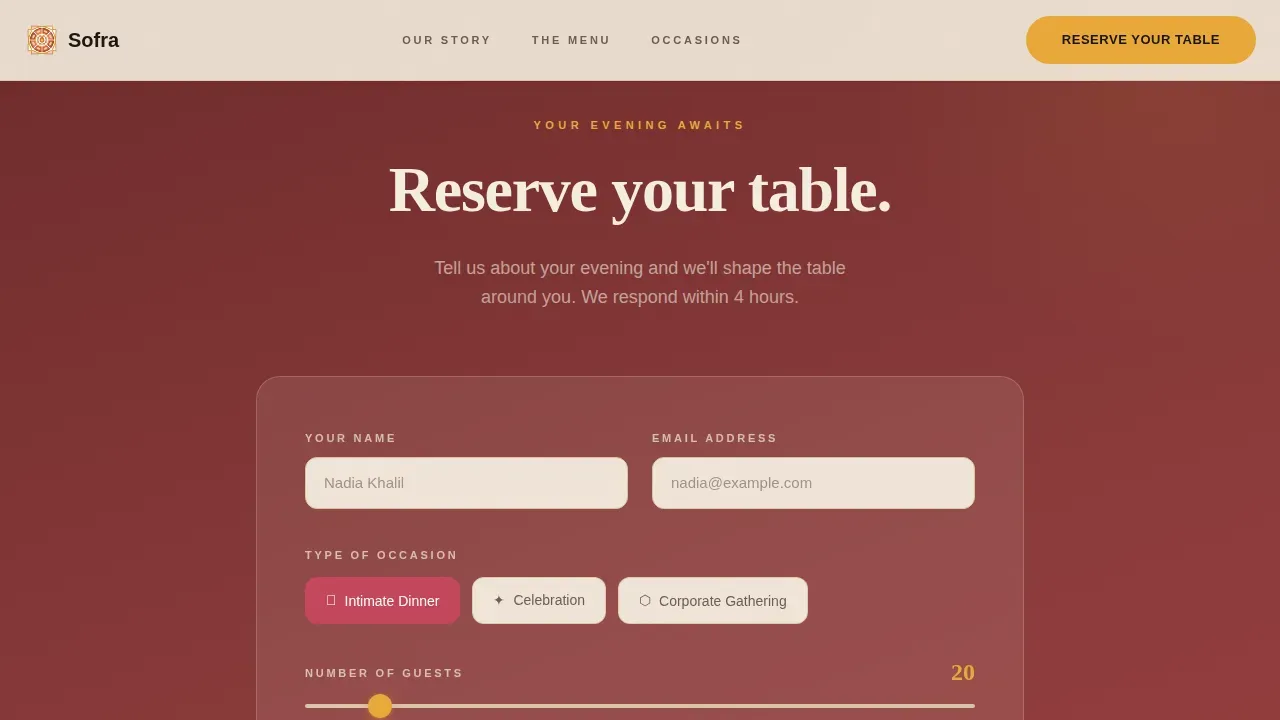 Middle Eastern Cuisine & Dining Expert Professional Website Template
