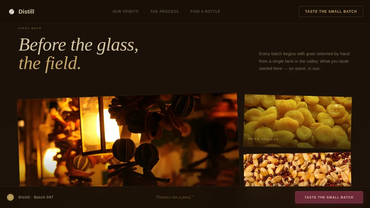 Premium Artisanal Spirits Landing Page Template