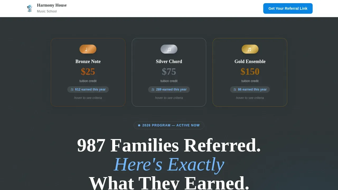 Music School Marketing Comparison Website Template