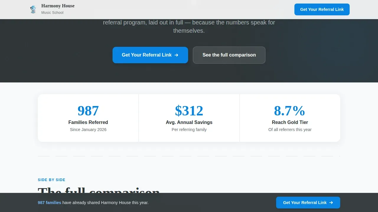 Music School Marketing Comparison Website Template