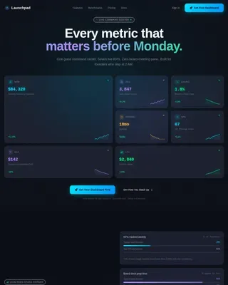 Emerging Venture Metrics Landing Page Template