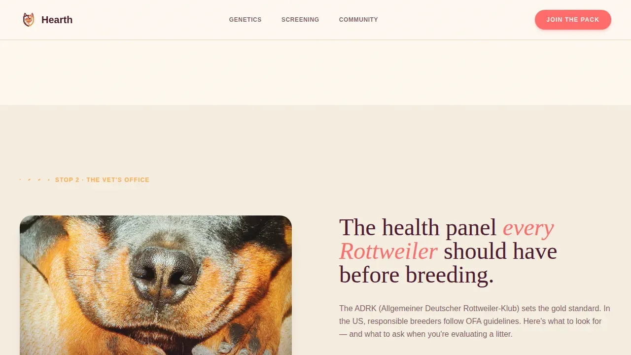 Rottweiler Health Blog Landing Page Template