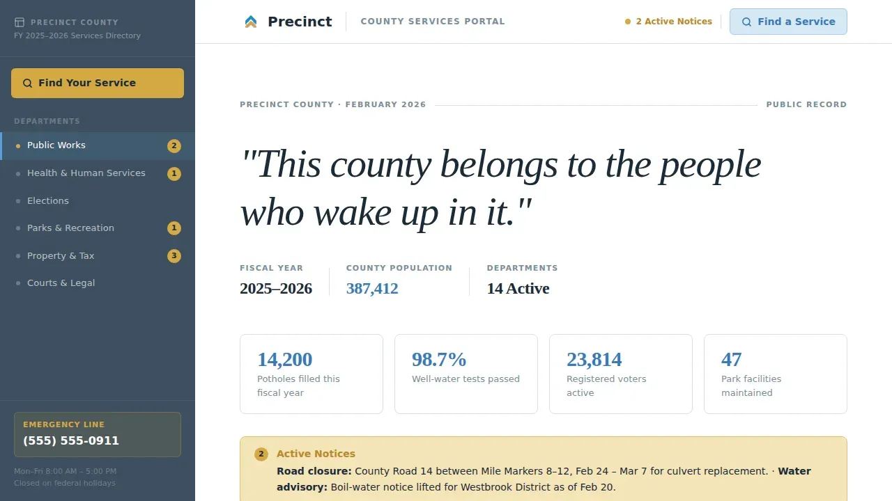 Streamlined Municipal Services Landing Page Template