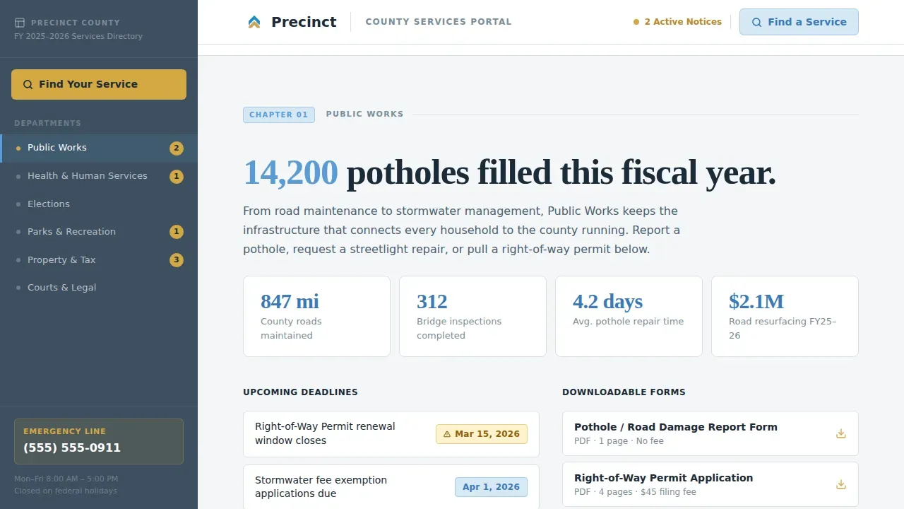 Streamlined Municipal Services Landing Page Template