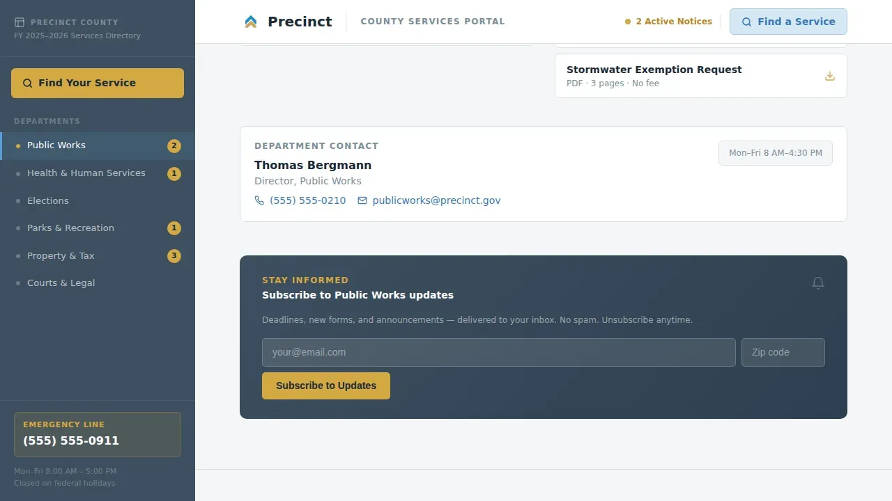 Streamlined Municipal Services Landing Page Template