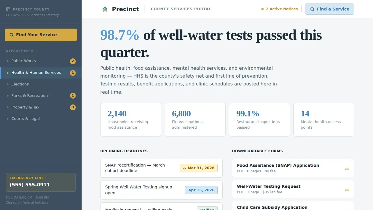 Streamlined Municipal Services Landing Page Template