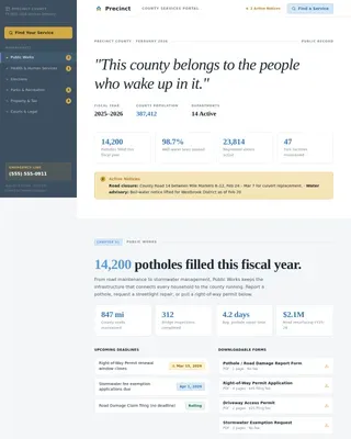 Streamlined Municipal Services Landing Page Template