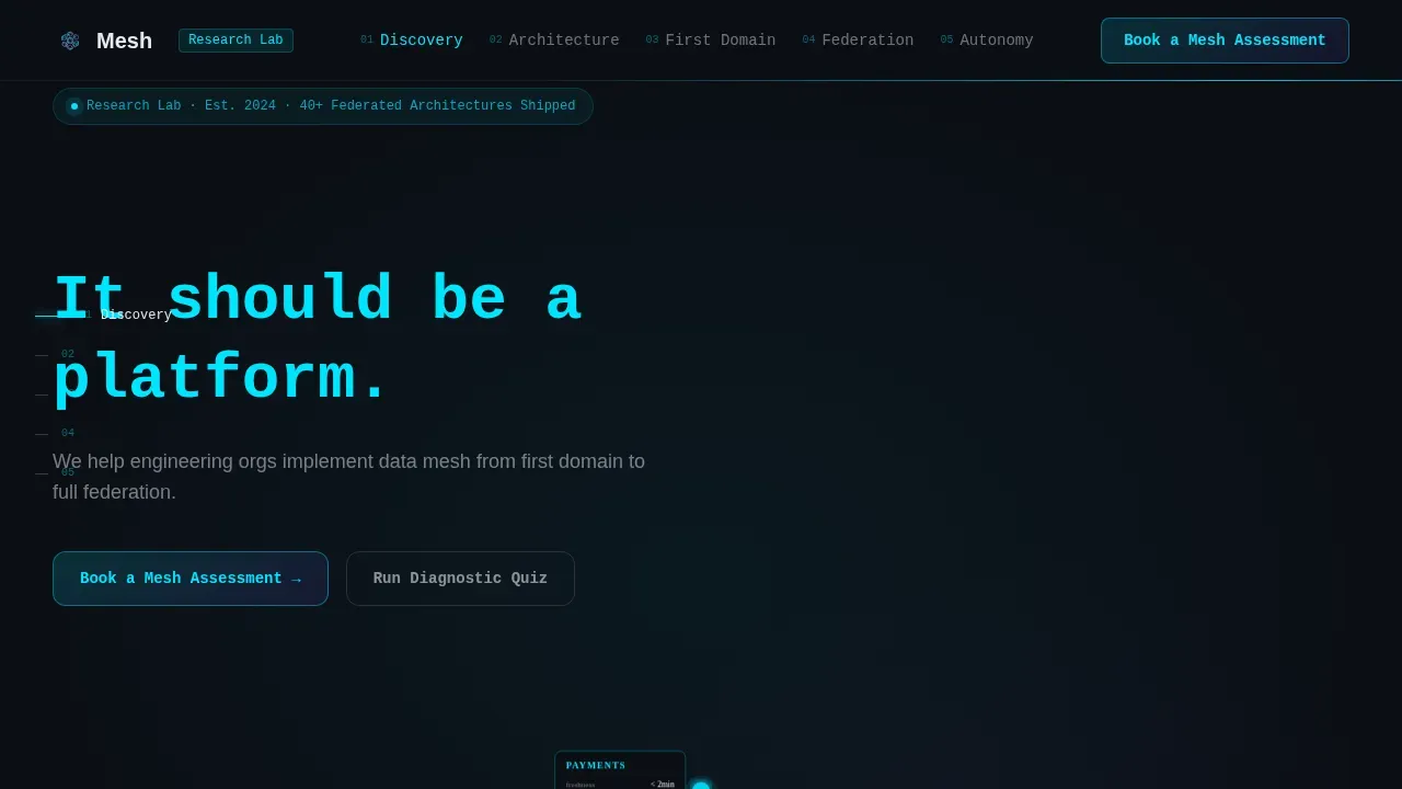 Data Mesh Technology Booking Website Template