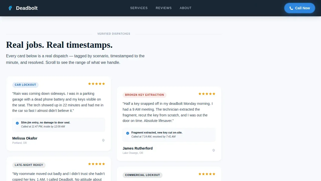 Locksmith Marketing Booking Website Template