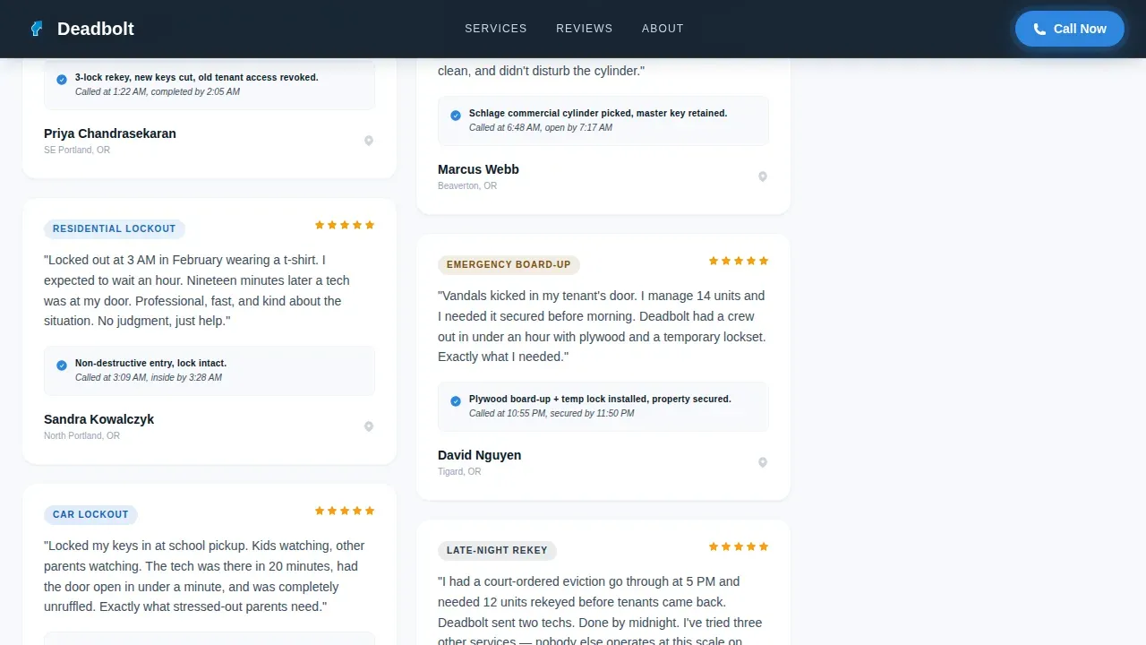 Locksmith Marketing Booking Website Template