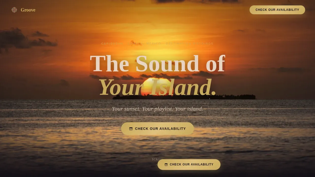 Tropical Wedding DJ Band Landing Page Template