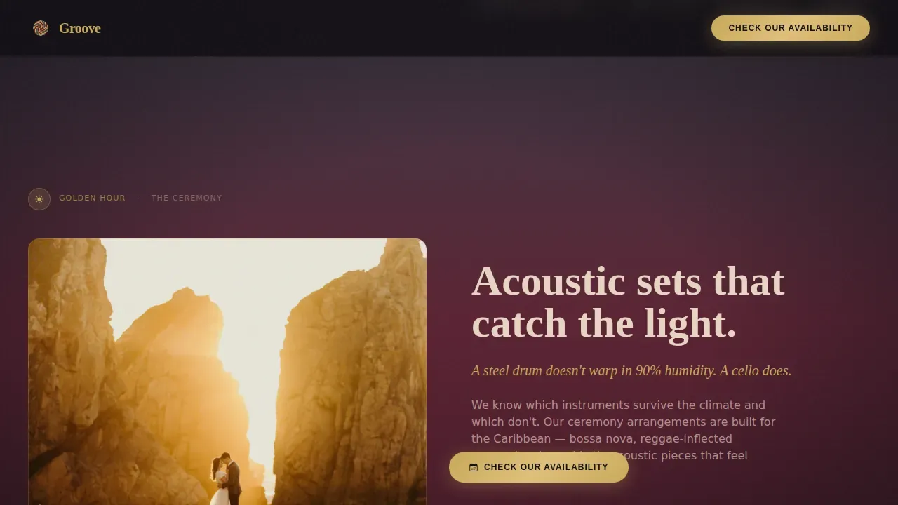 Tropical Wedding DJ Band Landing Page Template