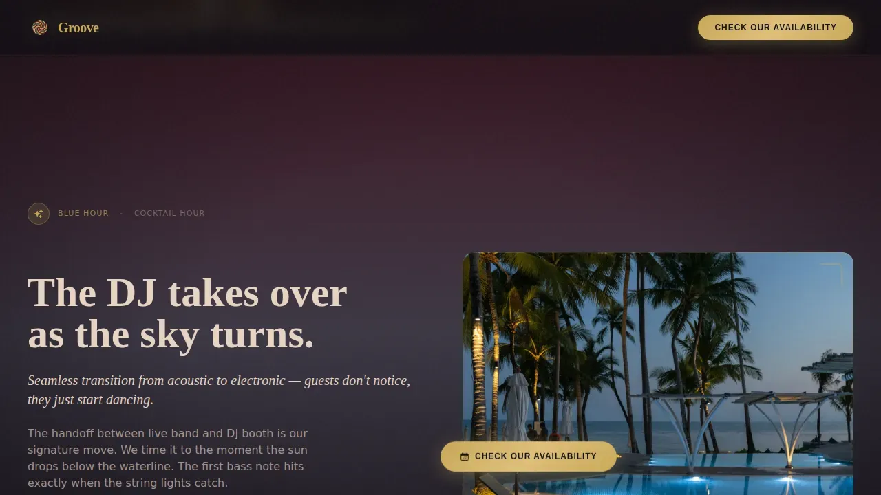 Tropical Wedding DJ Band Landing Page Template