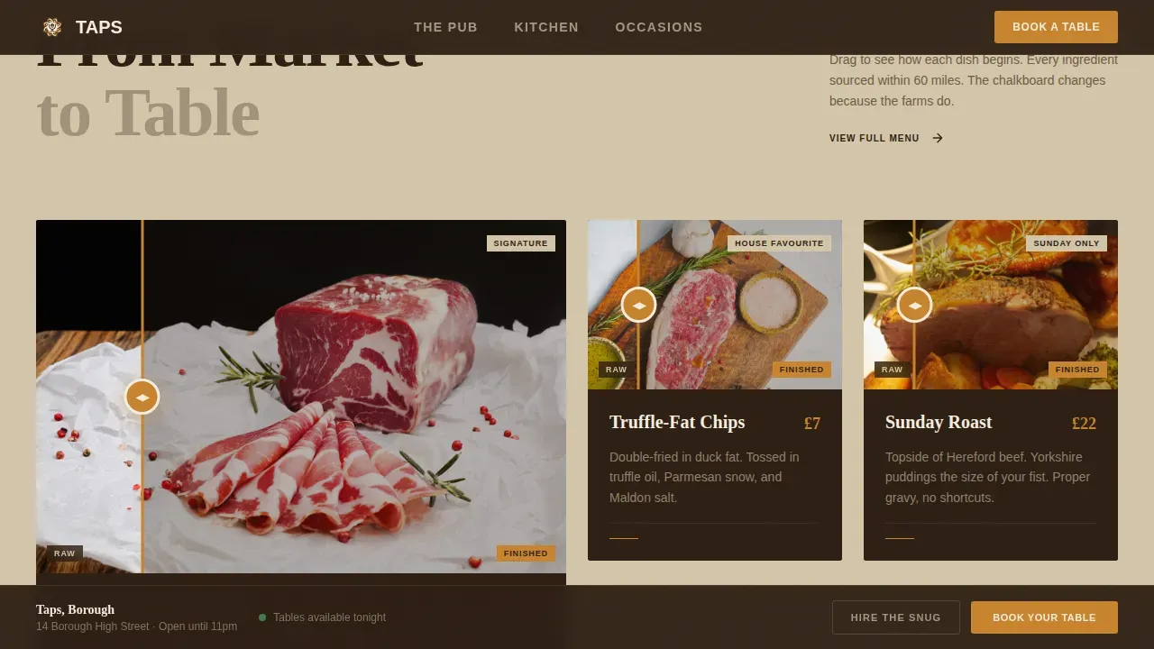Neo-Retro British Pub Booking Landing Page Template