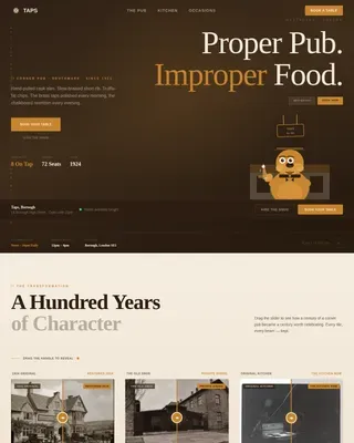 Neo-Retro British Pub Booking Landing Page Template