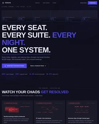 Command Center Stadium Booking Landing Page Template