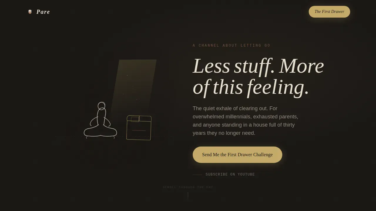 Warm Artisan Minimalism Decluttering YouTube Channel Landing Page