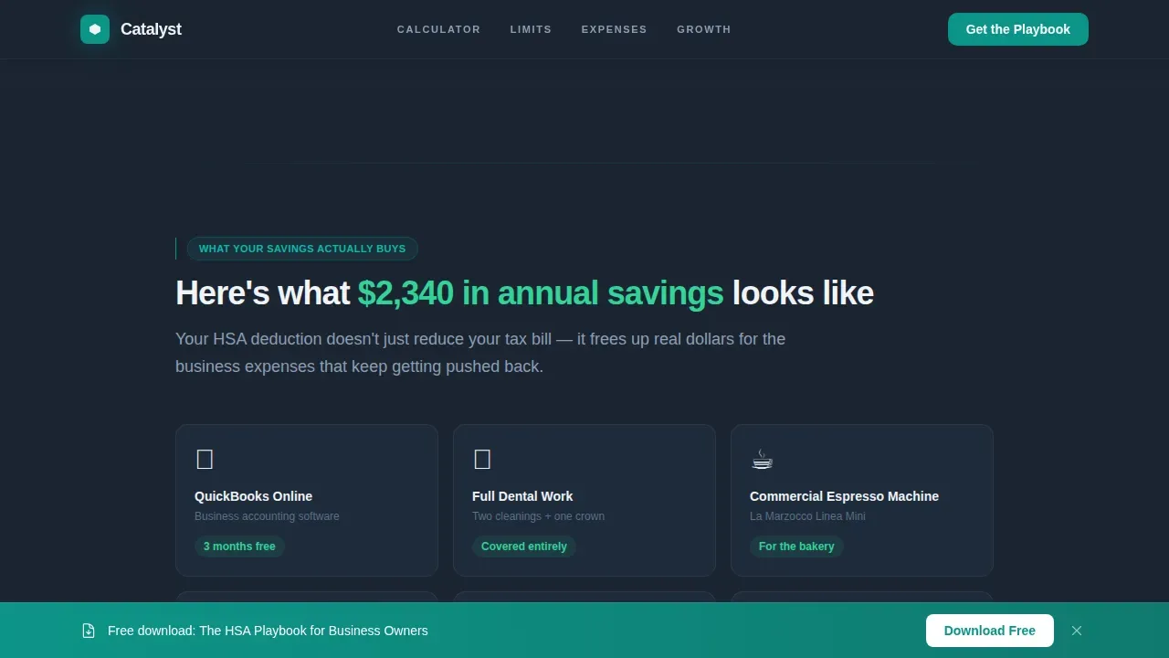 HSA Tax Savings Calculator Landing Page Template