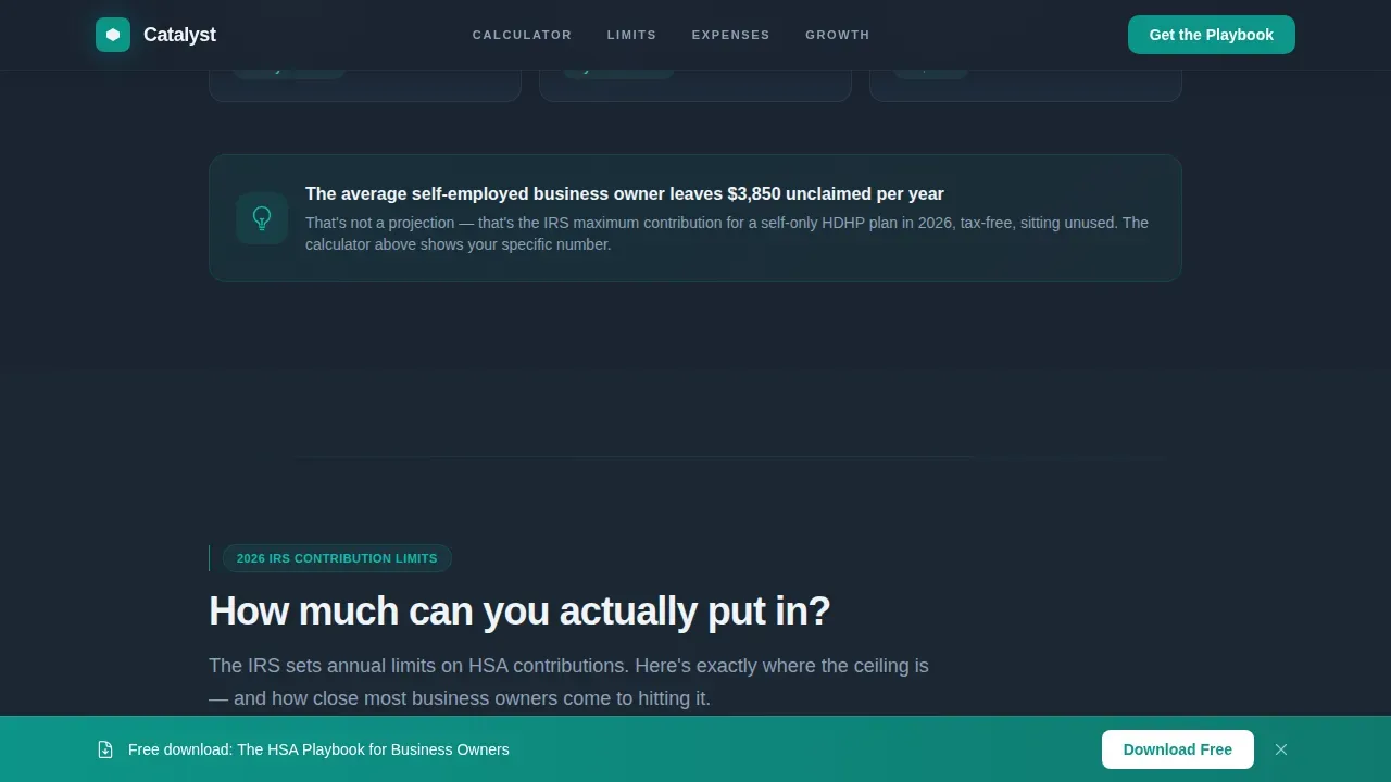 HSA Tax Savings Calculator Landing Page Template