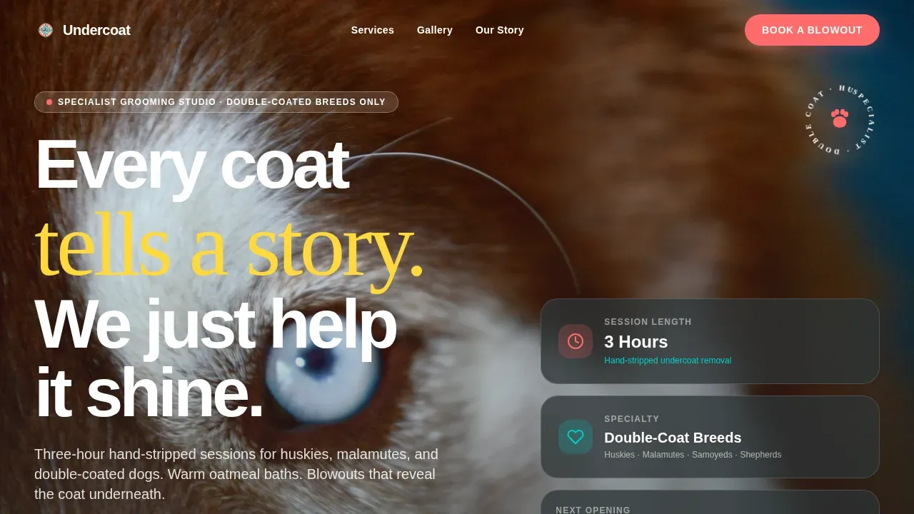 Husky Grooming Specialist Landing Page Template
