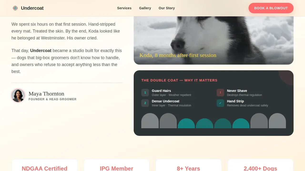 Husky Grooming Specialist Landing Page Template