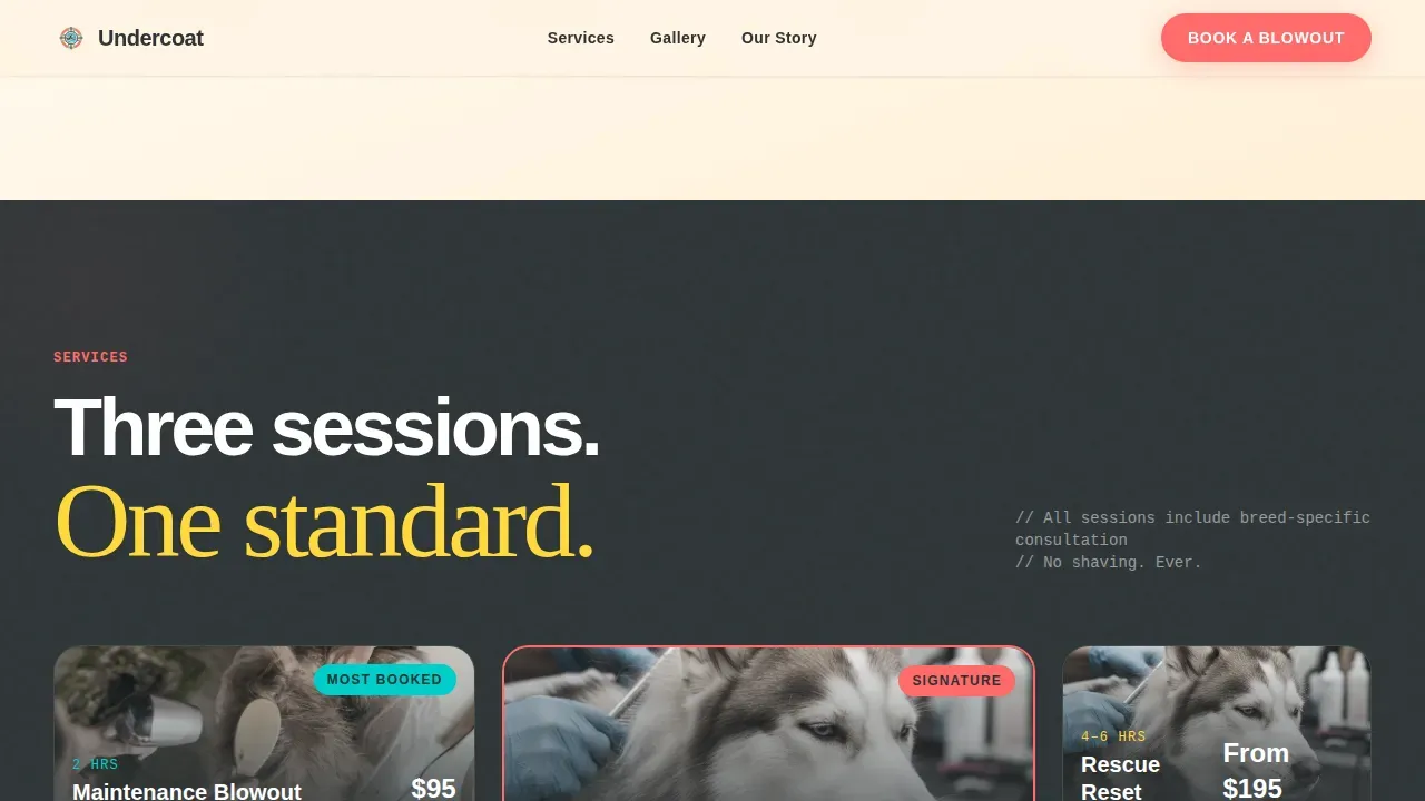 Husky Grooming Specialist Landing Page Template