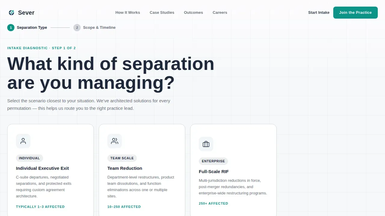 Human-Centered Severance Management Landing Page Template