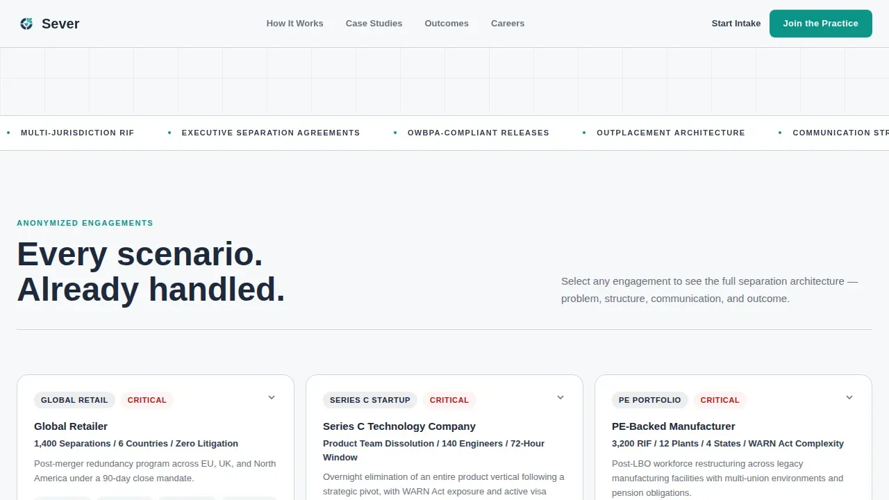 Human-Centered Severance Management Landing Page Template