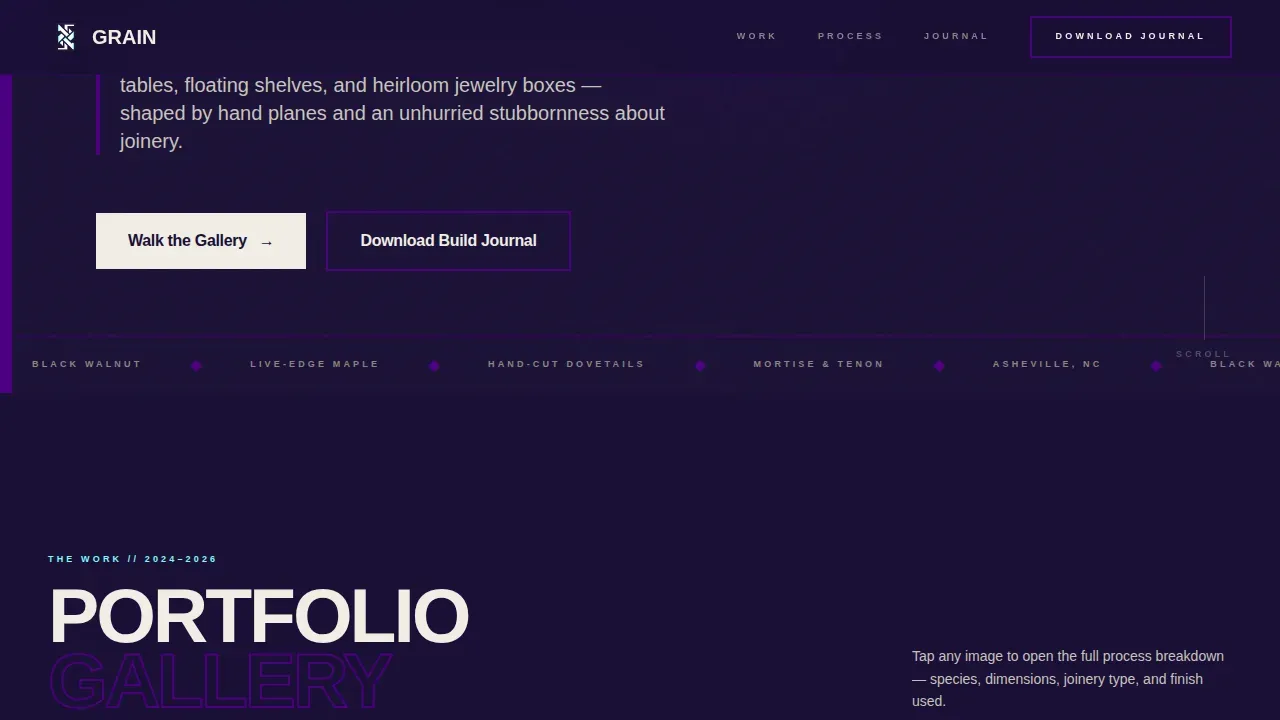 Raw Woodcraft Exhibition Landing Page Template